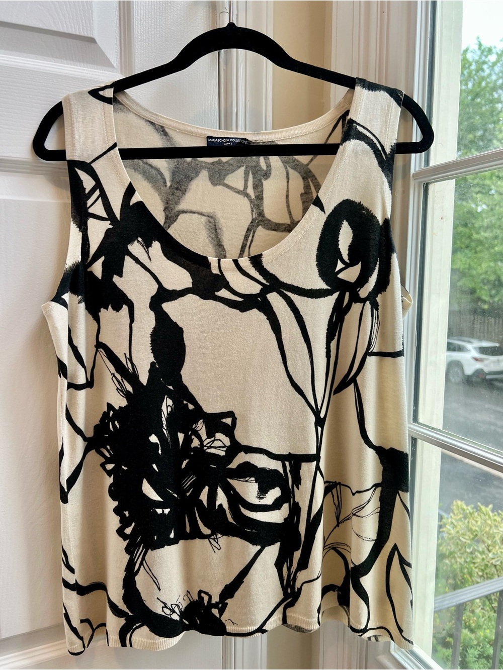 Magaschoni Salon Z Silk Cashmere Floral Sleeveless Sweater Tank XL